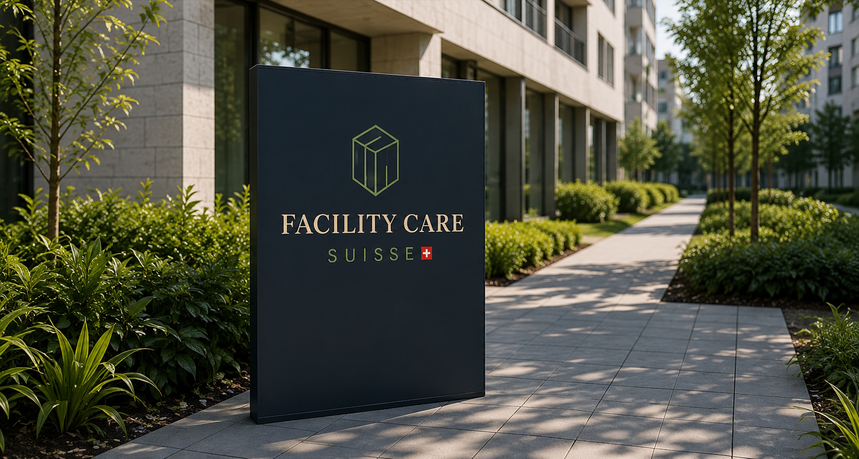 Signalétique Facility Care Suisse dans un environnement immobilier